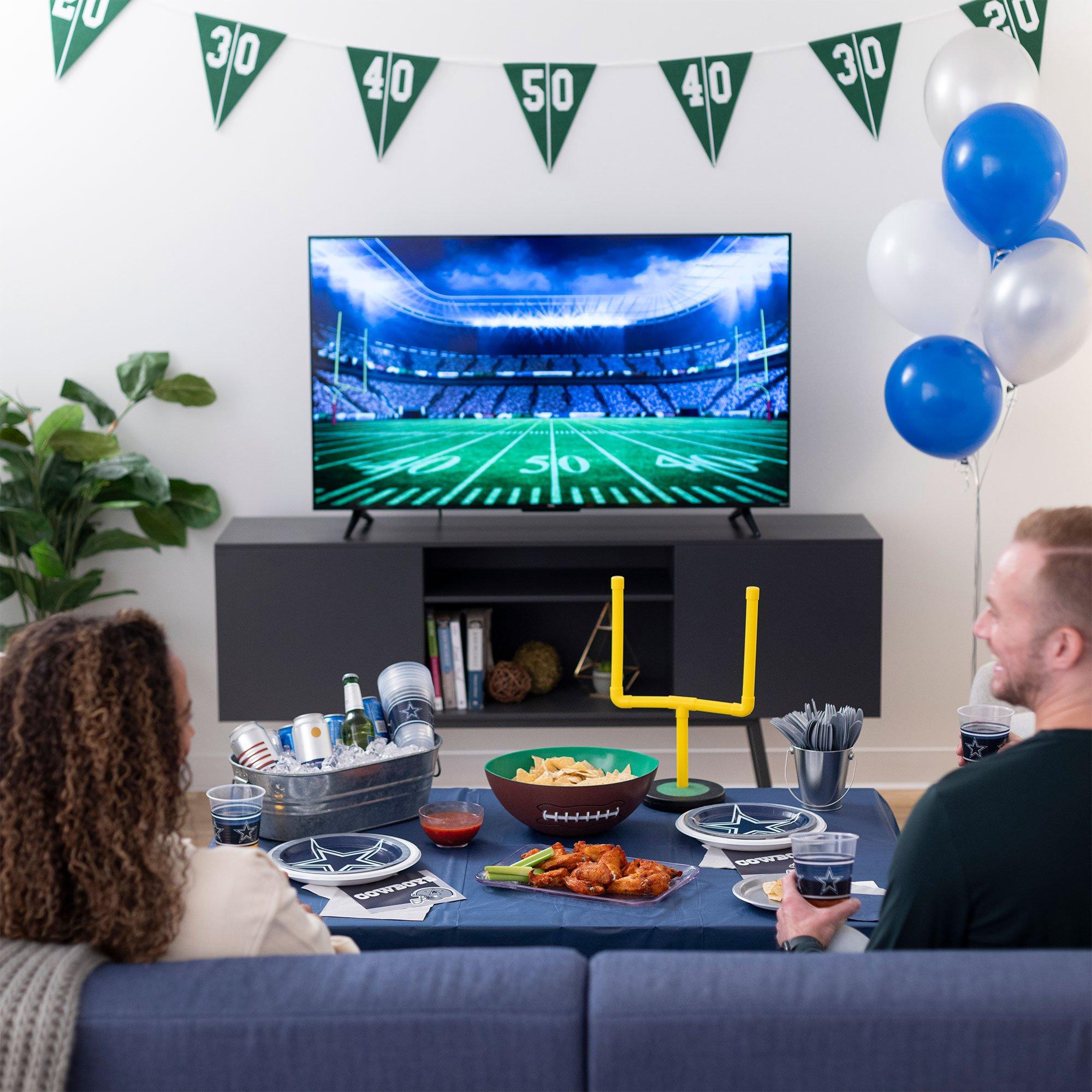 Dallas Cowboys Party Supplies Pack for 18 Guests - Kit Includes Plates, Napkins, Table Cover, Cups, Cutlery, Serving Bowl, Banner Decoration & Centerpiece